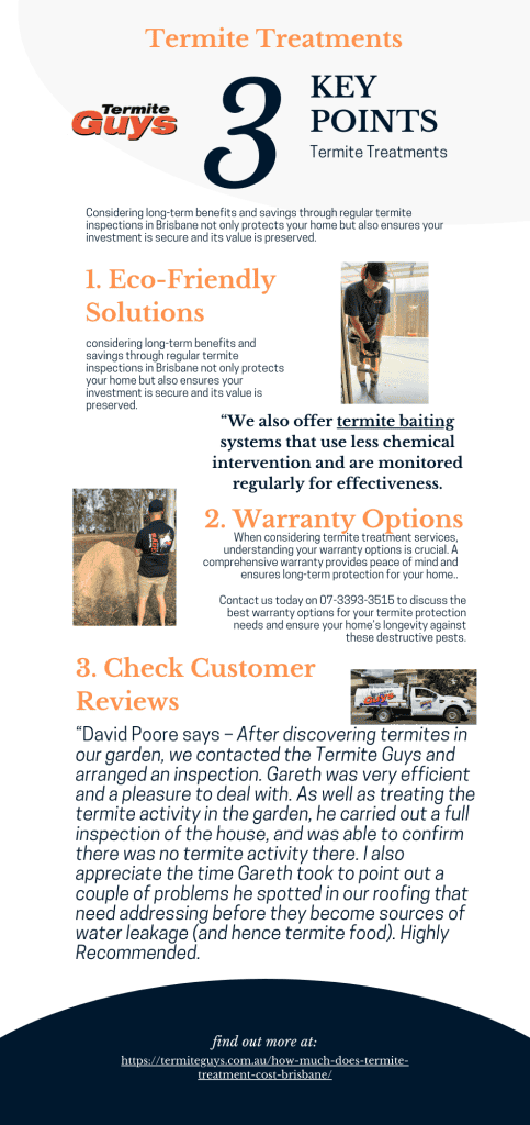 Investing in termite inspection and treatment services in Brisbane is not just a preventive measure; it's a smart financial decision that yields long-term benefits. Although the initial costs might appear substantial, the savings and advantages over time far surpass the upfront investment.

Termites are infamous for causing severe damage to homes, often remaining undetected until significant harm has occurred. Regular termite inspections can prevent this damage, saving homeowners thousands in repair expenses. This proactive approach is especially crucial for older homes in Brisbane, which are more vulnerable to termite infestations. By prioritizing termite control, you protect your property and secure your investment for the future.