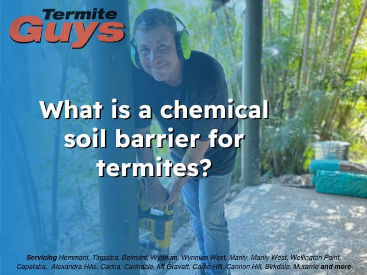 Chemical soil barrier being applied around a Brisbane home to prevent termite infestation